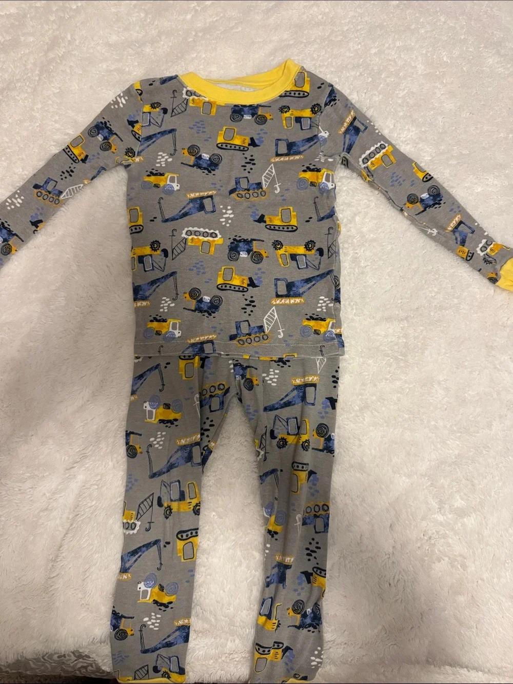 wonder nation Gray One-Piece Footie with Yellow & Blue Construction Print